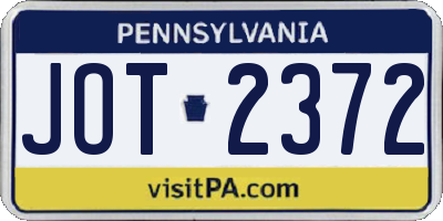 PA license plate JOT2372