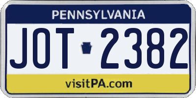 PA license plate JOT2382