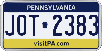 PA license plate JOT2383