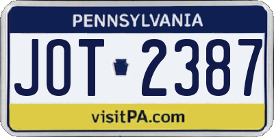 PA license plate JOT2387