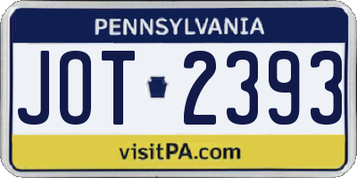 PA license plate JOT2393