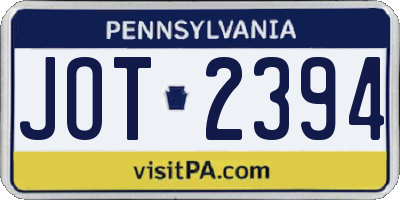 PA license plate JOT2394