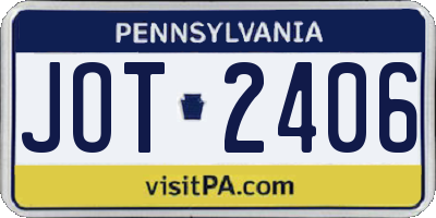 PA license plate JOT2406