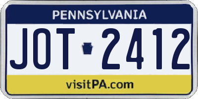 PA license plate JOT2412