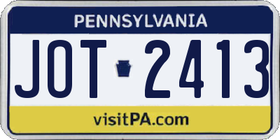 PA license plate JOT2413