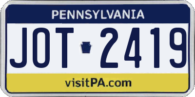 PA license plate JOT2419