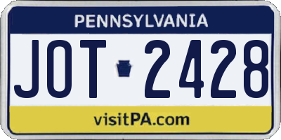 PA license plate JOT2428