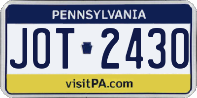 PA license plate JOT2430