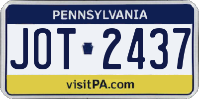 PA license plate JOT2437