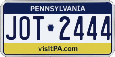 PA license plate JOT2444