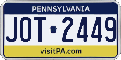 PA license plate JOT2449