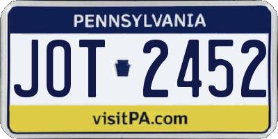 PA license plate JOT2452