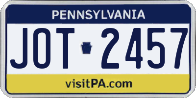 PA license plate JOT2457
