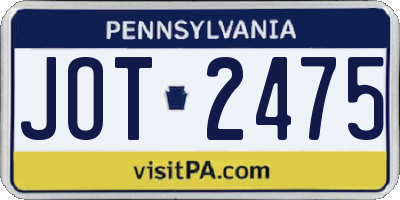 PA license plate JOT2475