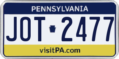 PA license plate JOT2477