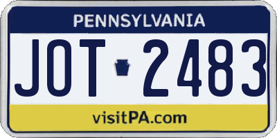 PA license plate JOT2483