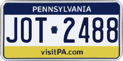 PA license plate JOT2488