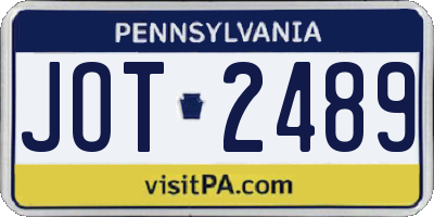 PA license plate JOT2489