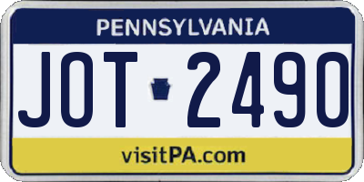 PA license plate JOT2490