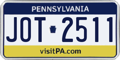 PA license plate JOT2511