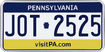 PA license plate JOT2525