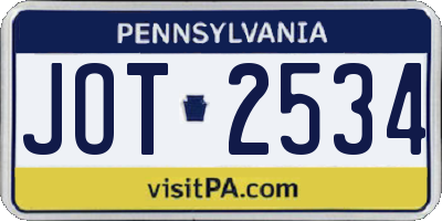 PA license plate JOT2534