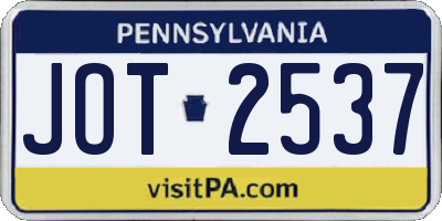 PA license plate JOT2537