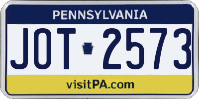 PA license plate JOT2573