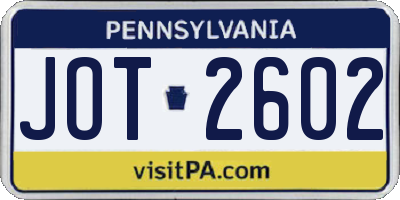 PA license plate JOT2602