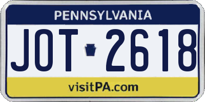 PA license plate JOT2618