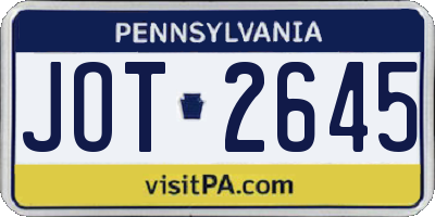 PA license plate JOT2645
