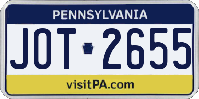 PA license plate JOT2655