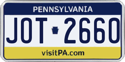 PA license plate JOT2660