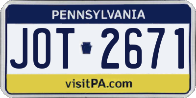 PA license plate JOT2671