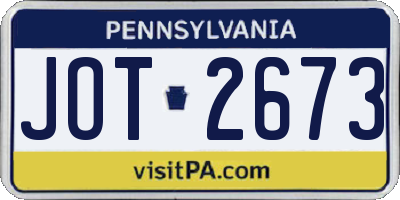 PA license plate JOT2673