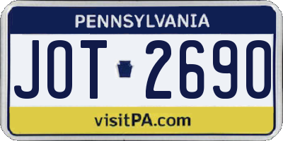 PA license plate JOT2690