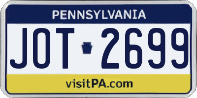 PA license plate JOT2699