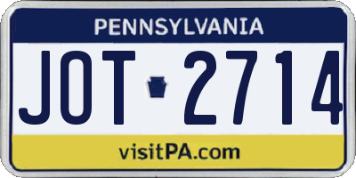 PA license plate JOT2714