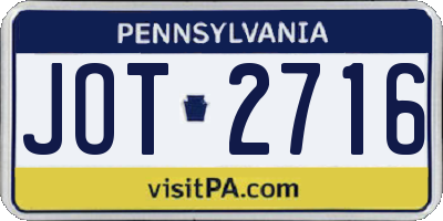 PA license plate JOT2716