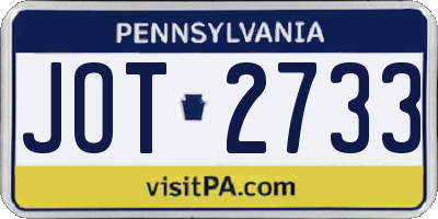 PA license plate JOT2733