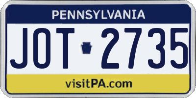 PA license plate JOT2735