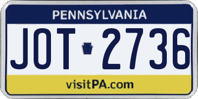 PA license plate JOT2736