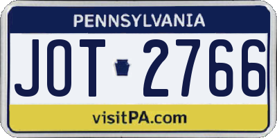 PA license plate JOT2766