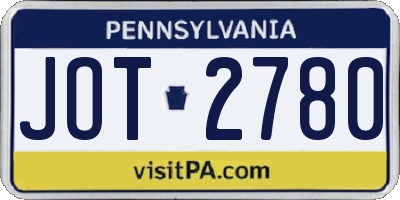 PA license plate JOT2780