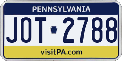 PA license plate JOT2788
