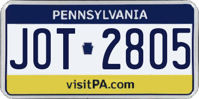 PA license plate JOT2805