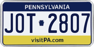 PA license plate JOT2807