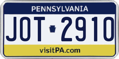 PA license plate JOT2910