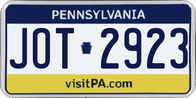 PA license plate JOT2923