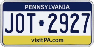 PA license plate JOT2927